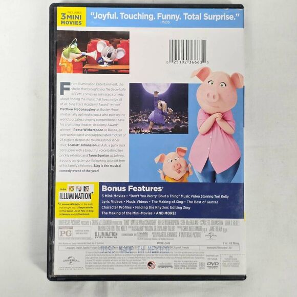 Sing (2016) [DVD] Illumination Entertainment - Picture 3 of 3